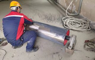conveyor pulley lagging installation